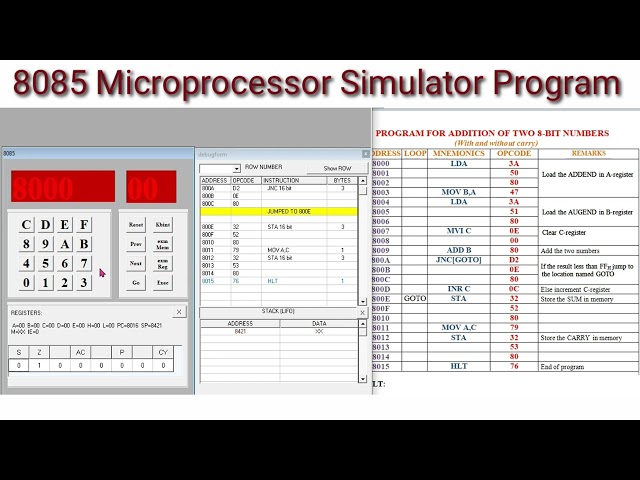 8085 Microprocessor simulator.