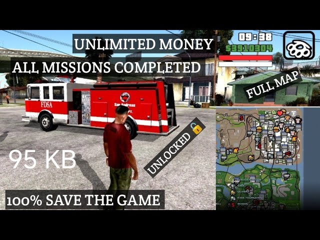 All Missions Completed + Full Map + 100% Save The Game Mod For GTA SA Android 