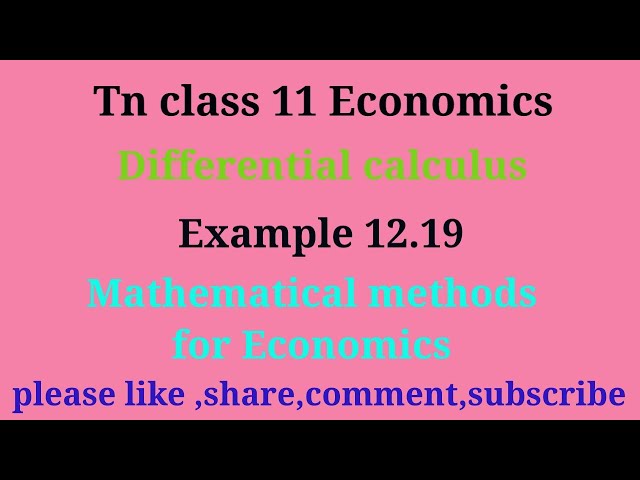 TN 11 Economics | chapter 12 | example 12.19 | mathematical methods for economics| gmr rao maths |