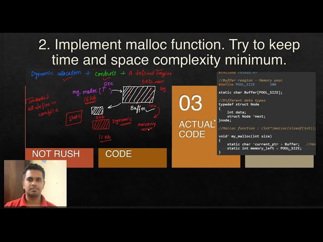 Malloc function implementation | Advance Embedded Interview | #interview #embedded #coding