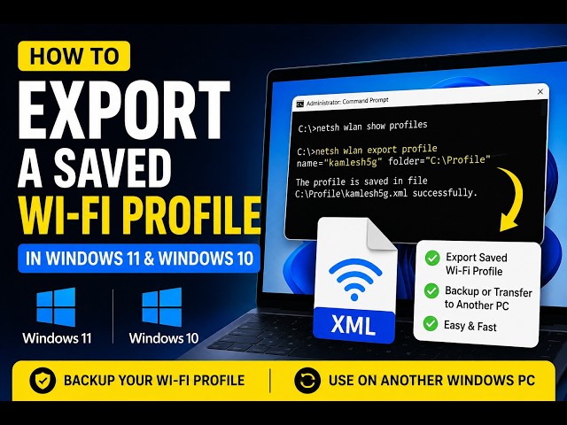 How to Export a Saved Wi Fi Profile in Windows 11 & Windows 10 | GearUpWindows Tutorial