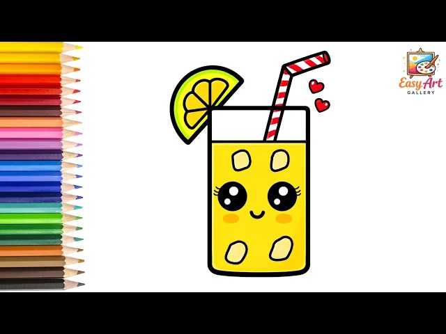 How to Draw a Cute Summer Lemonade | Easy Step by Step Drawing for Kids
