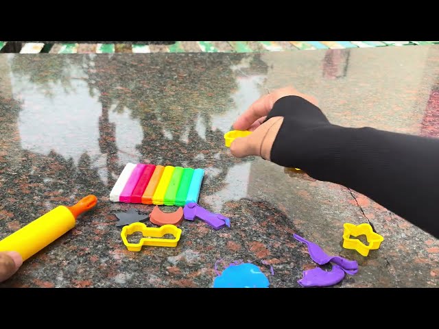 Learn Multi Color with RAINBOW Dough Clay | Cookie Molds and Surprise #Clay #Surprise #Colors