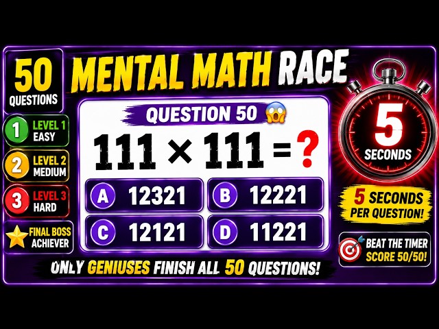 50 Mental Math Questions Only Geniuses Finish 😳#mentalmath #mathchallenge #mathquiz