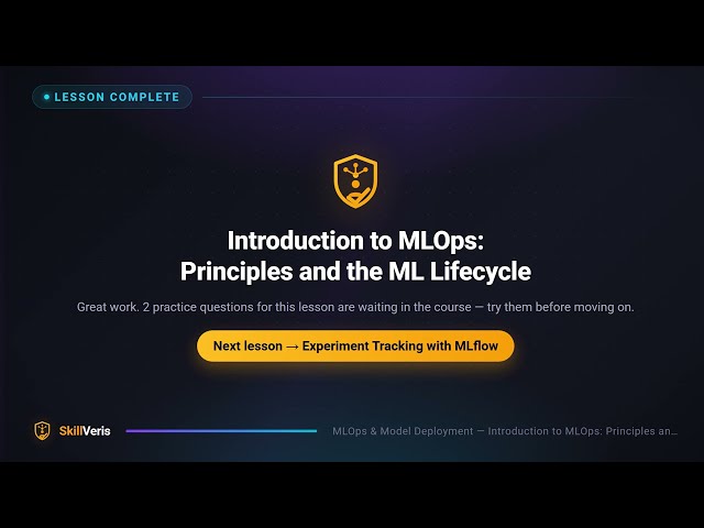 Introduction to MLOps: Principles & ML Lifecycle | Lesson 1 | SkillVeris
