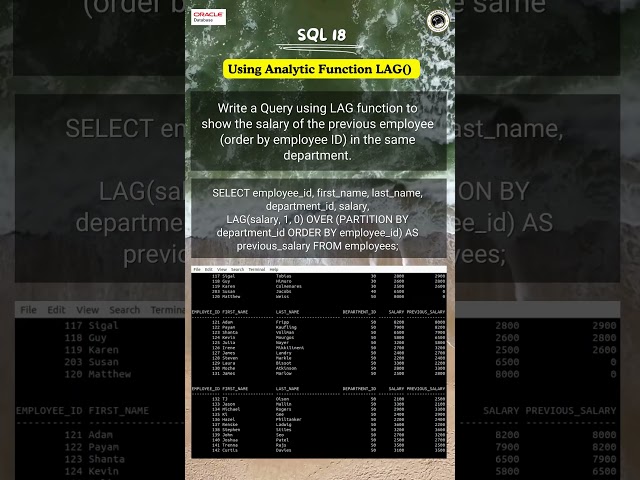 SQL18 🎓| SQL LAG Function Explained: Master Window Functions! #oracle #analytics