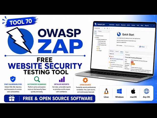 Tool 70 - OWASP ZAP: Free Website Security Testing Tool | Free & Open Source Software | Uplatz