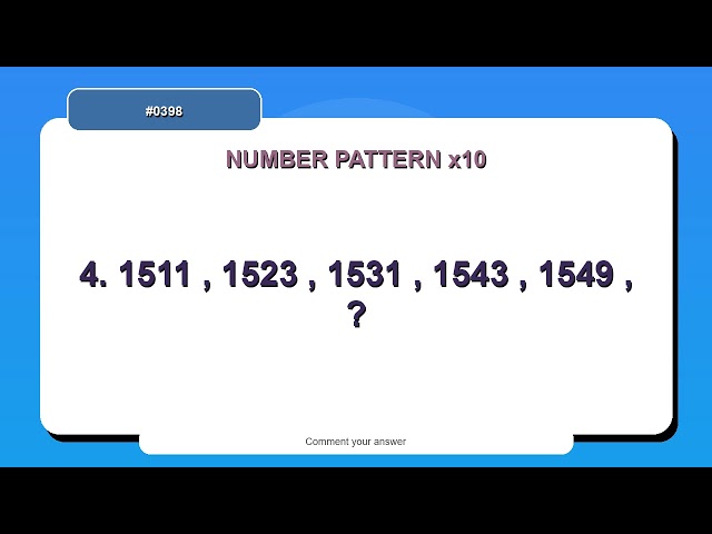 Number Pattern Challenge #0398 | 10 Number Pattern Practice Questions