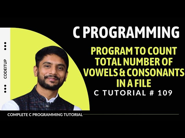 Count Total Number of Vowels & Consonants in a File | File Handling in C | In Hindi