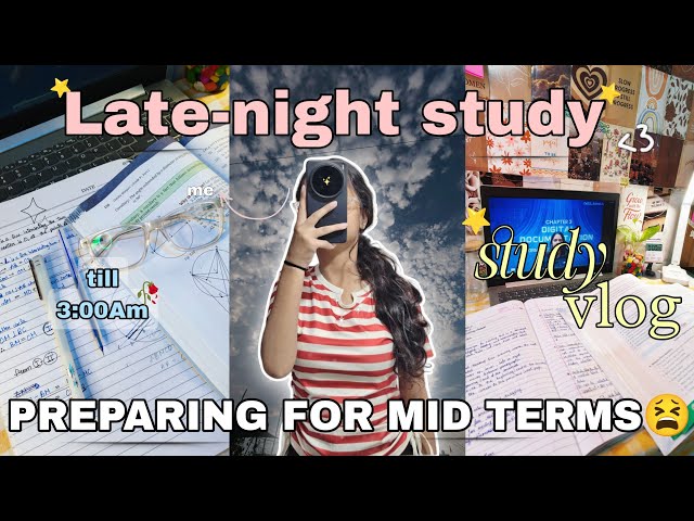 LATE NIGHT STUDYING FOR MID TERM EXAM⭐🥀|| CBSE 9th grader routine 🖇️
