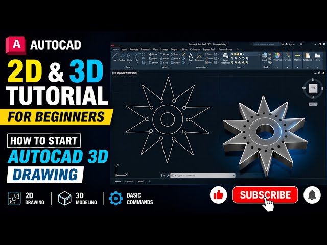 AutoCAD 2D & 3D Tutorial for Beginners | How to Start AutoCAD 3D Drawing #video #autocad #2d3d 