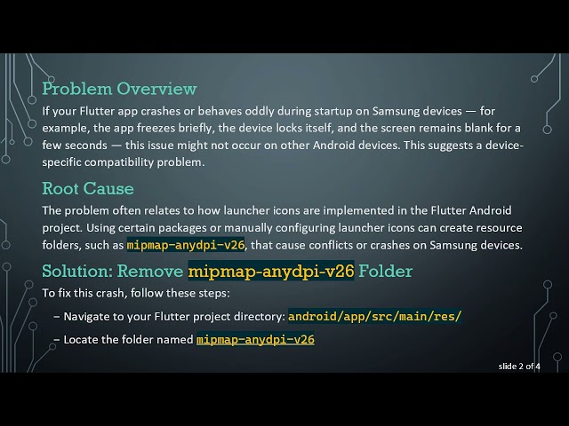 Fixing Flutter App Crashes on Samsung Devices by Removing mipmap-anydpi-v26 Launcher Icons