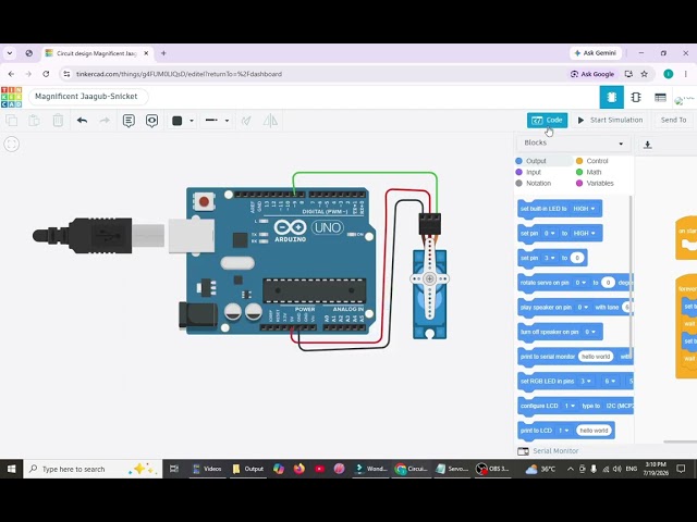 Servo Motor with Arduino | Tinkercad Tutorial | Step-by-Step #BuildIoT