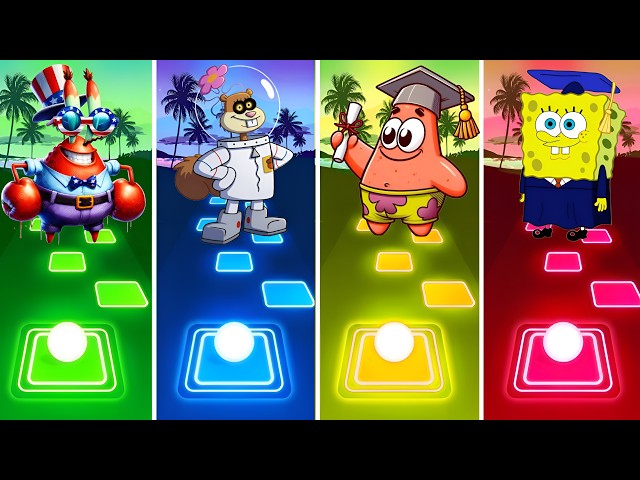 Tiles Hop Battle | Mr Krabs VS Sandy Exe VS Patrick Star VS Spongebob