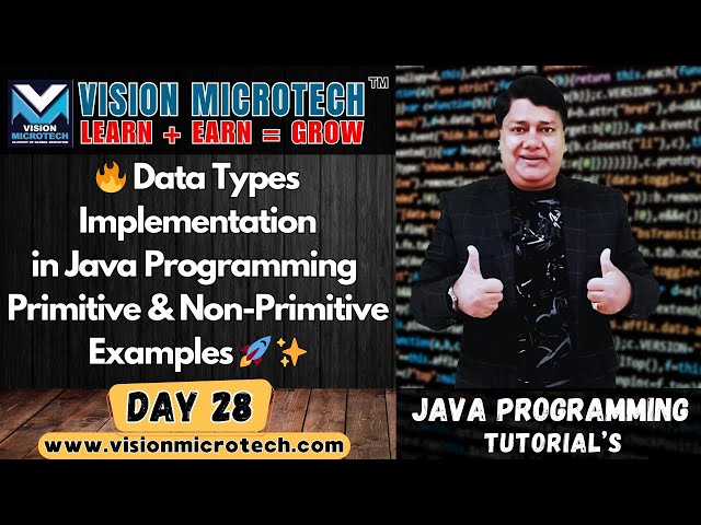 🔥 Data Types Implementation in Java Programming | Primitive & Non-Primitive Examples 🚀 ✨
