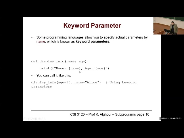 CSI3120 - 16 - Subprograms - Concepts of Programming Languages