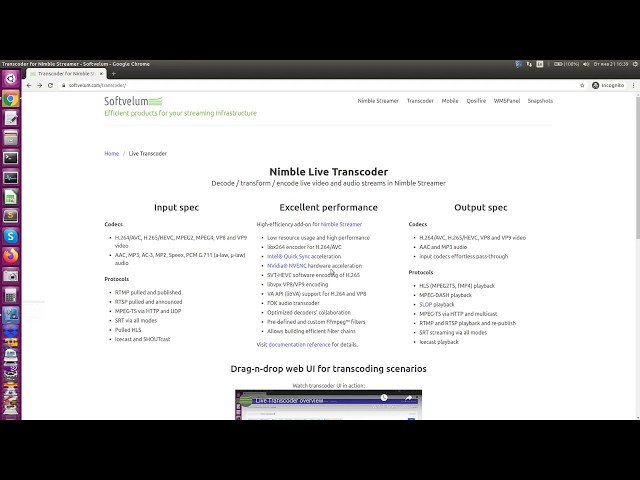 FFmpeg custom builds support in Live Transcoder