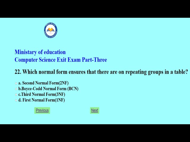 Computer science exit exam part three