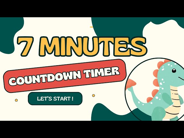 🦖 Dinosaur countdown timer from 7 minutes to zero in minutes and seconds / 420"' - 0
