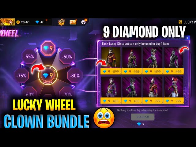 Lucky Wheel All Items In 9 Diamond 🤑 | All Clown Bundle Return 🤯