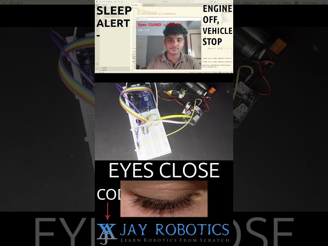 AI Based Driver Sleep Alert Engine Shutdown #AI #arduino #python