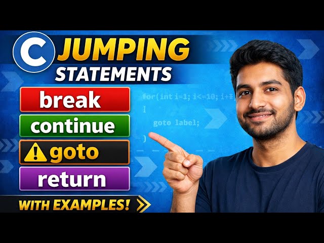 C Jumping Statements in Hindi | break continue goto return with Examples | C Programming