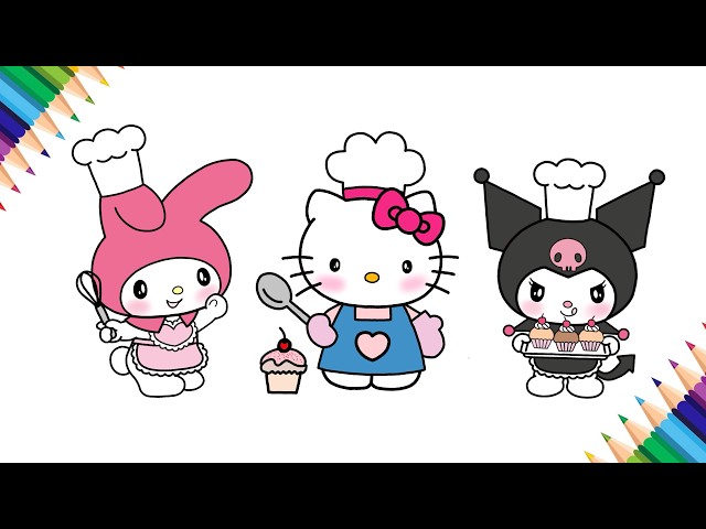 How to draw Kuromi, My Melody and Hello Kitty from Sanrio | Easy Drawing