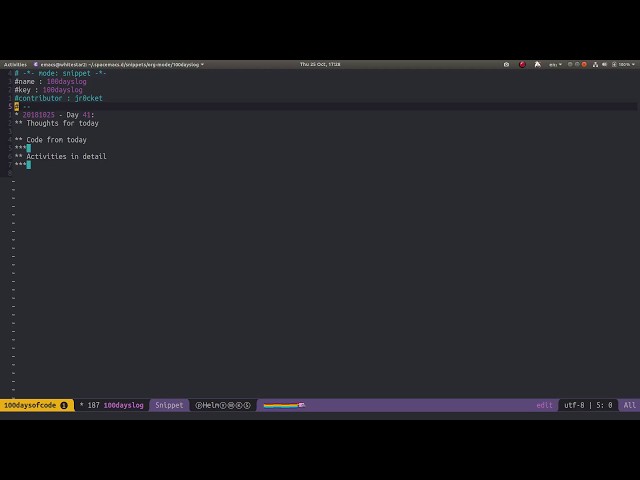 Spacemacs Yasnippet for boilerplate code and often repeated text