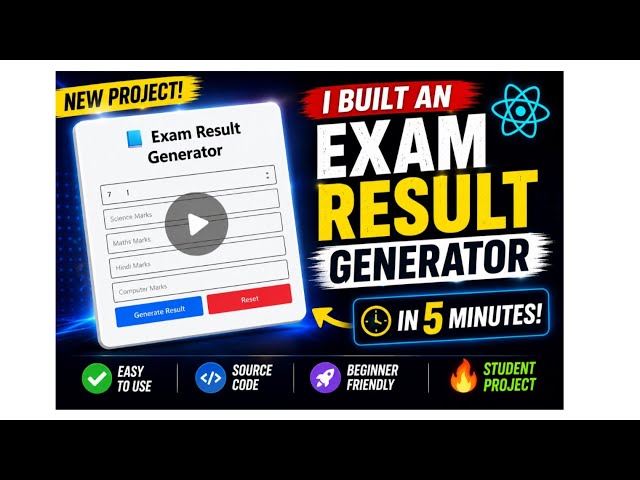🚀 Just built an Exam Result Generator using React#viral 