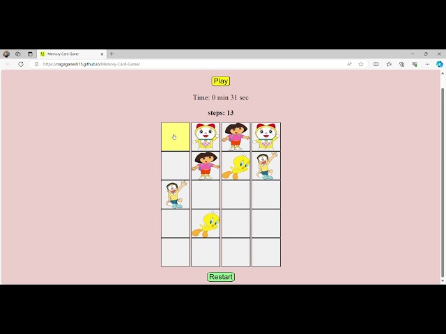 Memory Card Game using Html,Css,Java Script #games #html #css #javascript #memorycard #trending
