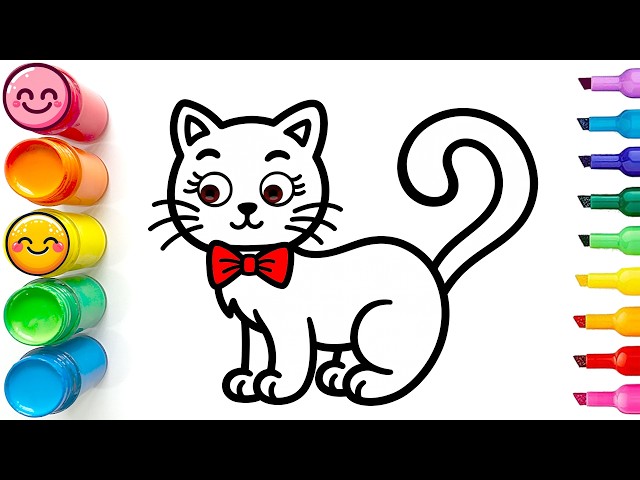Drawing and Coloring a Cute Cat | Easy Step by Step Drawing Tutorial