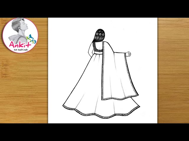 Easy way to Draw a girl With beautiful dress | How to Draw a girl pencilsketch /Girl Drawing
