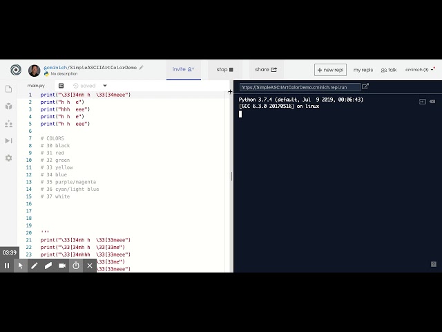 Python Demo - Using Color in Simple ASCII Art