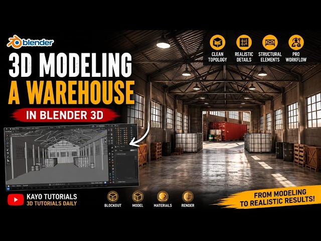 How to Model a Realistic Warehouse in Blender 3D | Step-by-Step Tutorial ( Part 8)