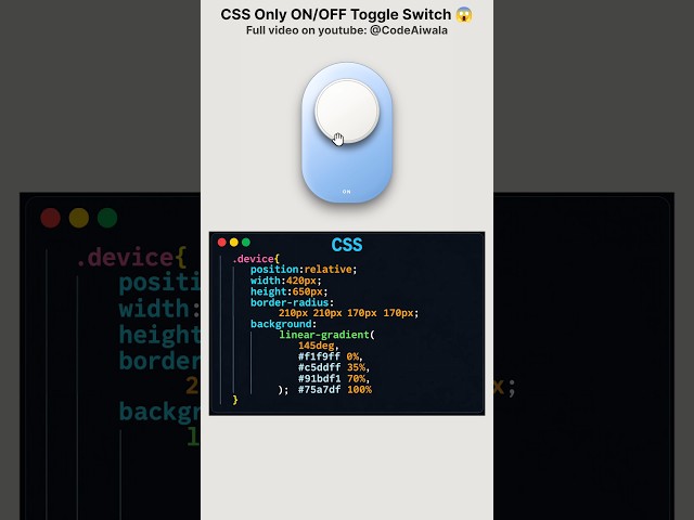 #coding  #codinglife Pure CSS Vertical ON/OFF Toggle Switch 🔥 | CSS UI Design #java #uiux #ai