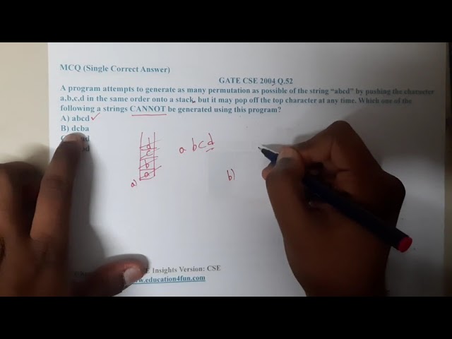 GATE CSE 2004 Q 52 || Stacks and Queues || Data Structure || GATE Insights Version: CSE