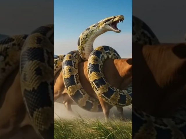 Heartbreaking Attack! Heroic Rescue Team Save Cow From Giant Python! 🥹🐍