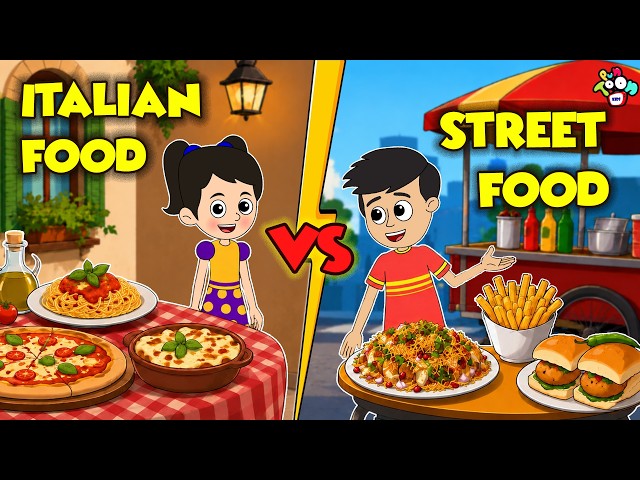 Italian Food vs. Street Food | Food Challenge | Kids Cartoon | Hindi Stories | Puntoon Kids