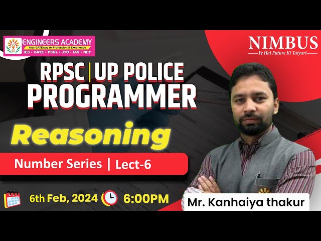 RPSC Programmer Online Preparation | RPSC Programmer Reasoning Free Live Classes | Lect- 6