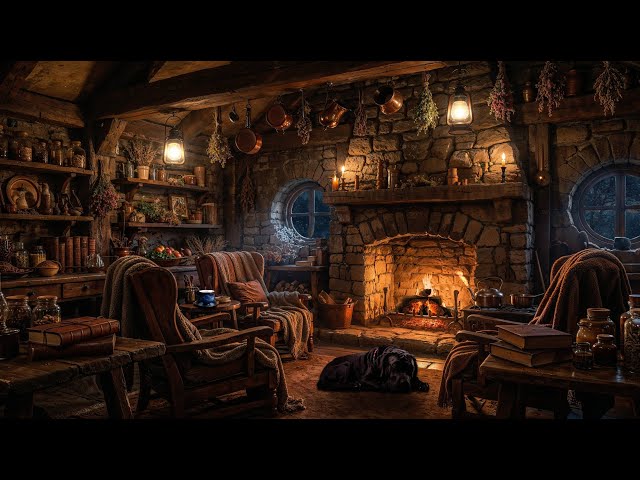🔥 Hagrid’s Cottage Fireplace Ambience ❄️ Blizzard Snow & Cozy Wizard Hut Sounds for Sleep