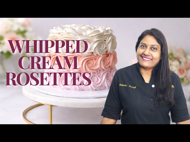 Whipped Cream Rosettes #whippedcreamcake #cakerosettes #cakedecorating #bakingtutorial #fondbites