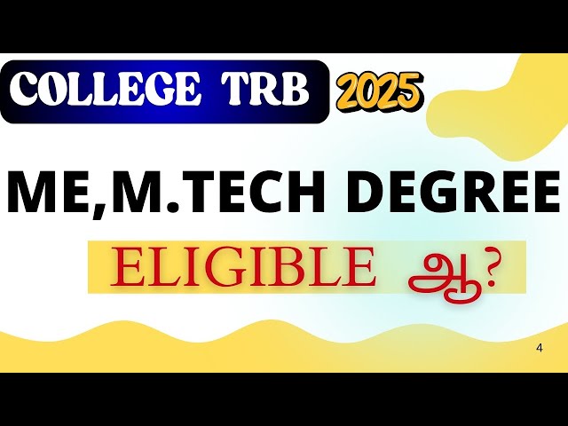 TRB ASSISTANT PROFESSOR - 2025 ME,M.Tech Eligible ஆ?