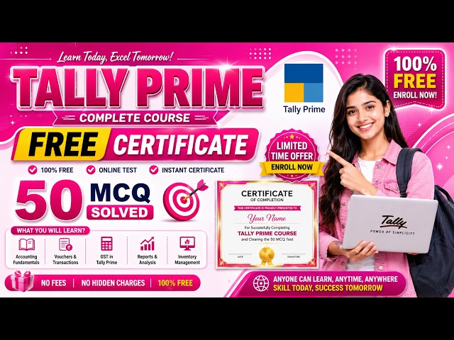 tally | tally prime | tally prime free certificate | tally prime course