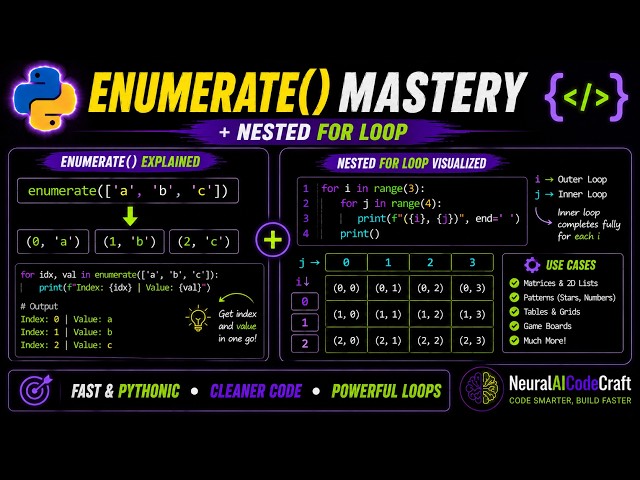 "Master enumerate() & Nested For Loops in Python Explained | NeuralAICodeCraft"
