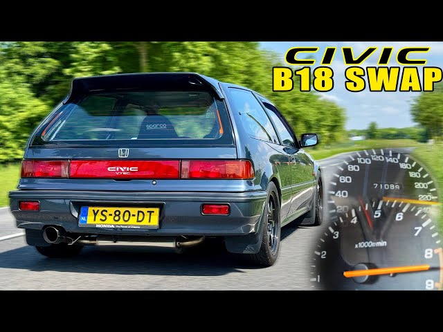 1990 Honda Civic B18C4 SWAP // 0-100 100-200 SOUND & POV on AUTOBAHN