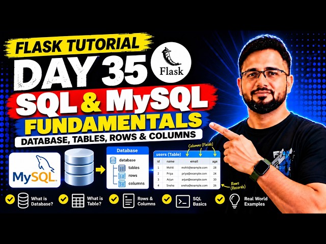 Flask Tutorial #35 - SQL Fundamentals | SQL, MySQL, Tables, Rows & Columns