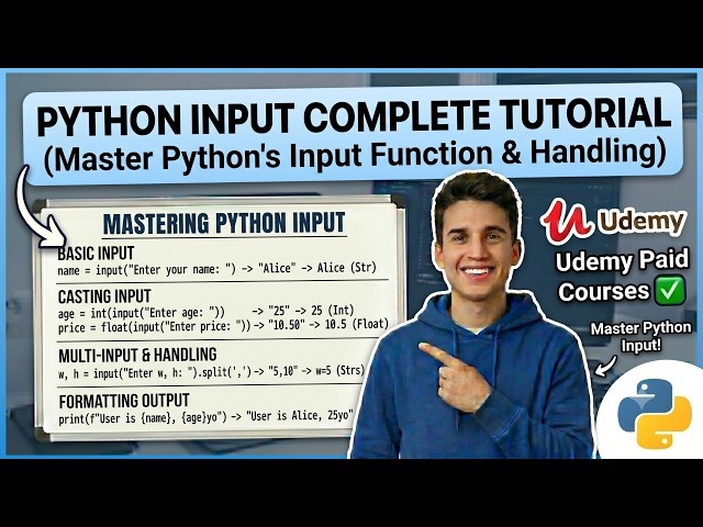 8 Python Input Function Tutorial | User Input in Python for Beginners | Udemy Paid Courses ✅