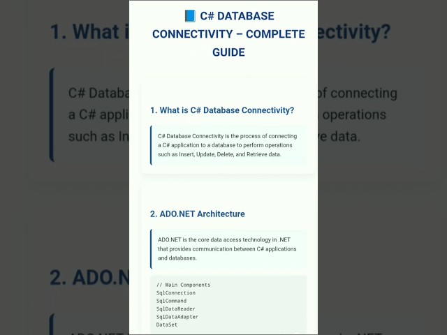 Learn C# Database Connectivity FAST 🚀 |  Viral short | viral video | fyp #shorts