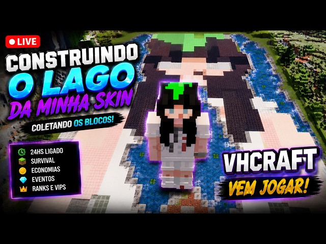 Construindo minha Skin Gigante no Lago + Central de Villagers no Minecraft