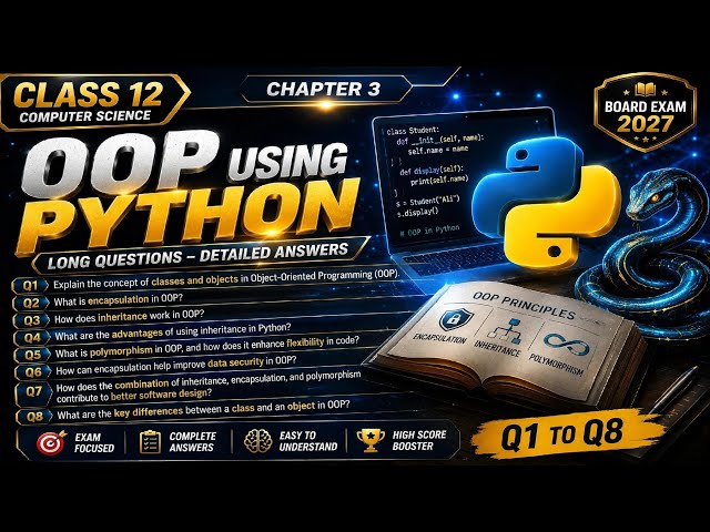 Class 12 Computer Science Chapter 3 | OOP Using Python Long Questions Answers | Punjab Board #exam